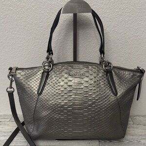 Coach Small Kelsey Pewter Leather Satchel F39779